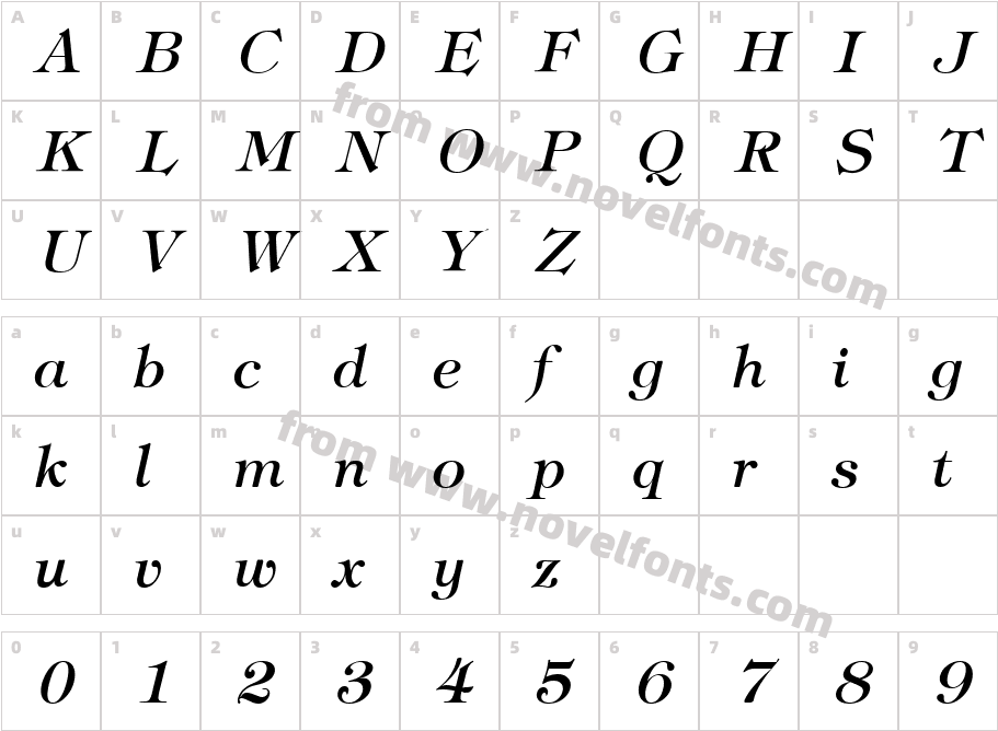 Jewel ItalicSWFTECharacter Map