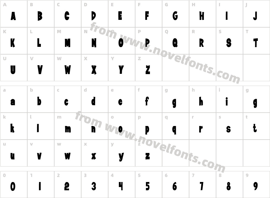 Jiffy Condensed RegularSWFTECharacter Map