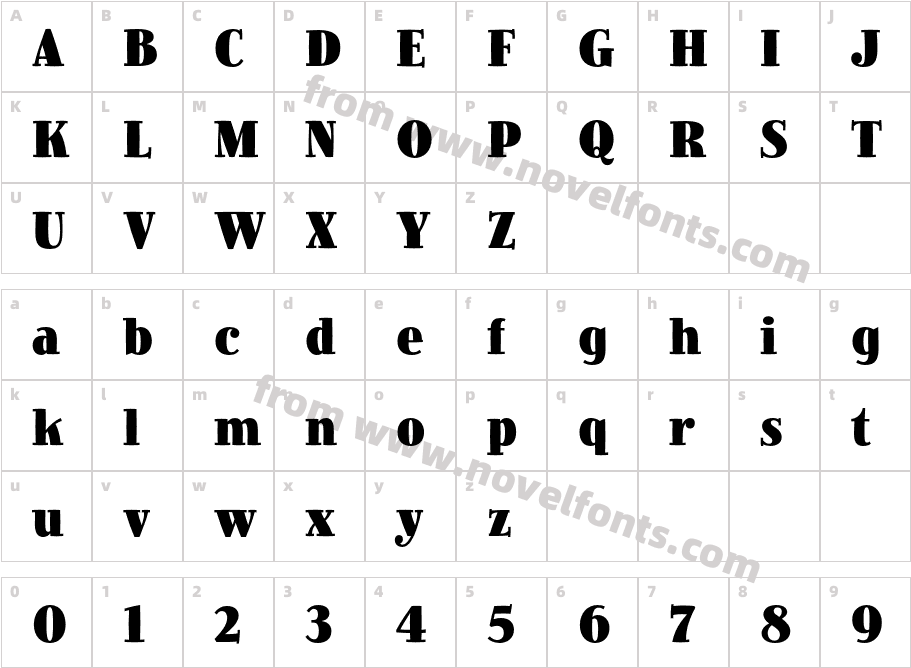 Jimbo Std Black CondensedCharacter Map