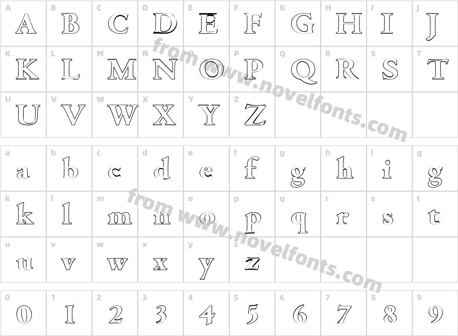 John Becker Outline Extra BoldCharacter Map