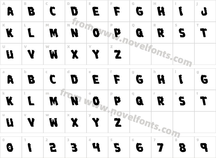 Johnny Torch LeftalicCharacter Map