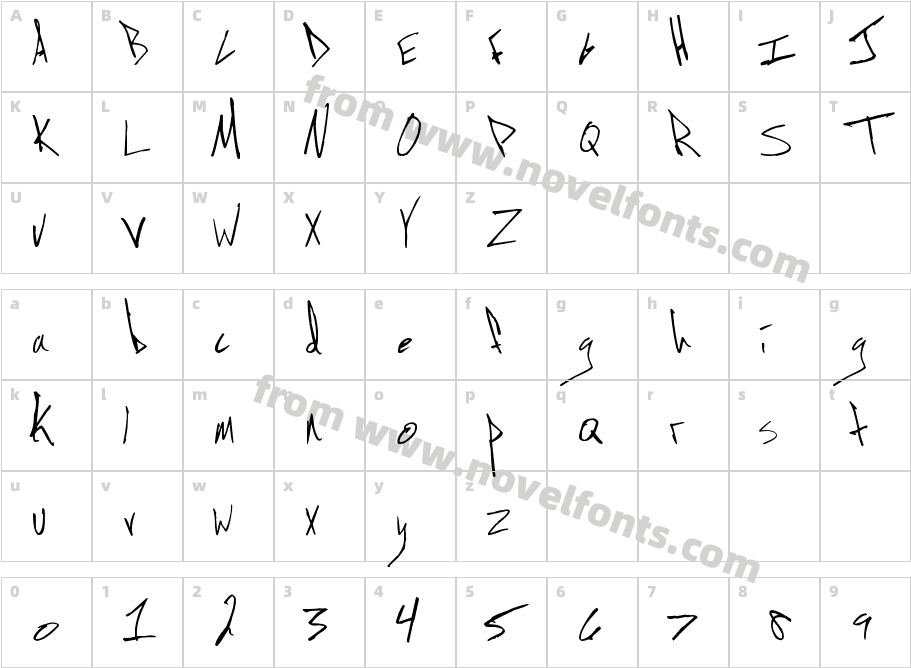 Jon HandwritingCharacter Map