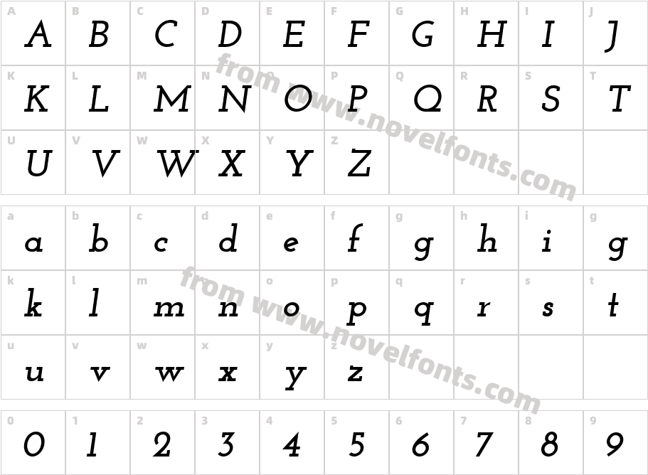 Josefin Slab Bold ItalicCharacter Map