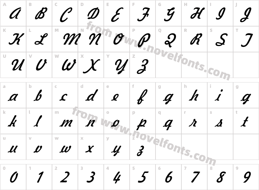 Jott 43 ItalicCharacter Map