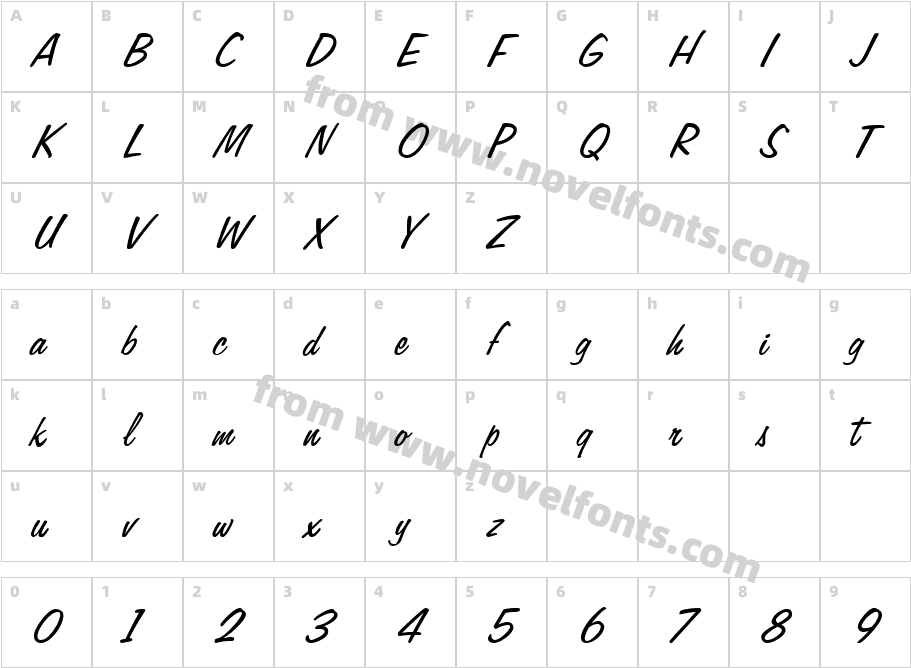 Jott 45 ItalicCharacter Map