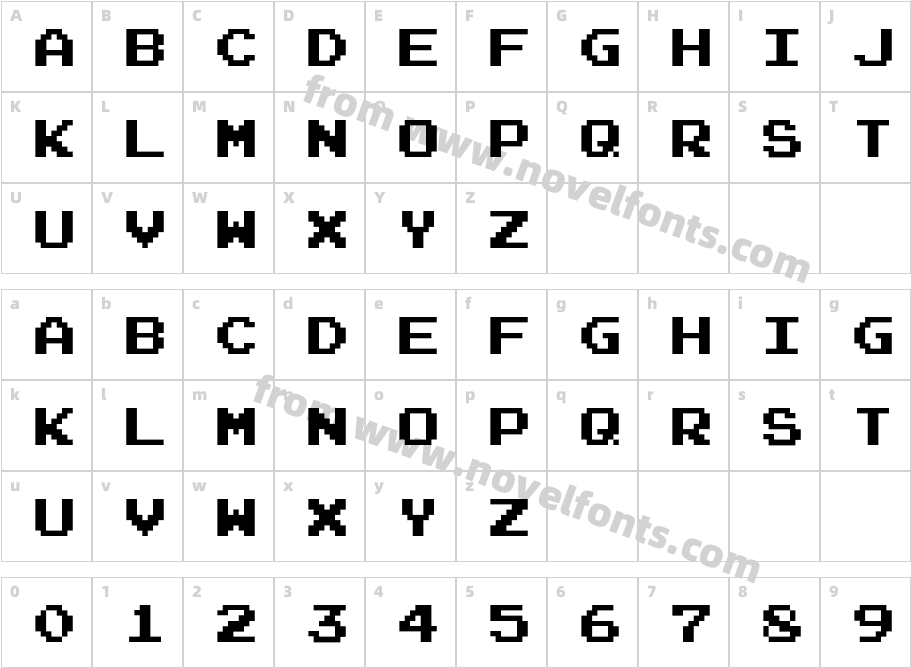 Joystix Monospace RegularCharacter Map