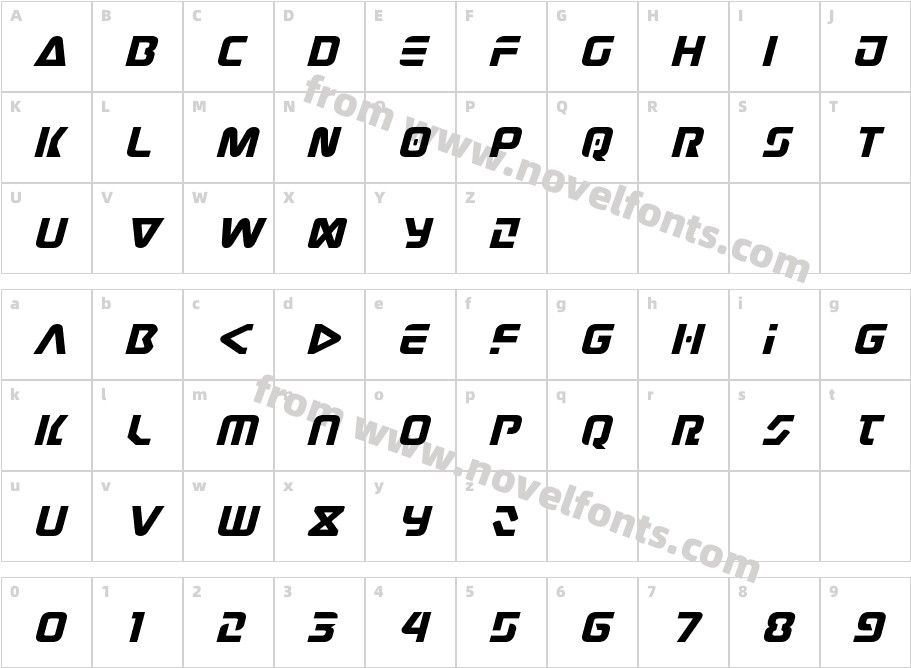 Judge Expanded ItalicCharacter Map