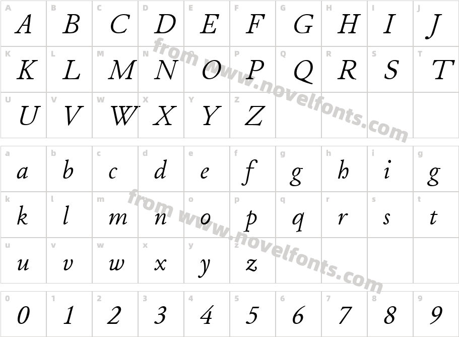 JuniusStandard ItalicCharacter Map