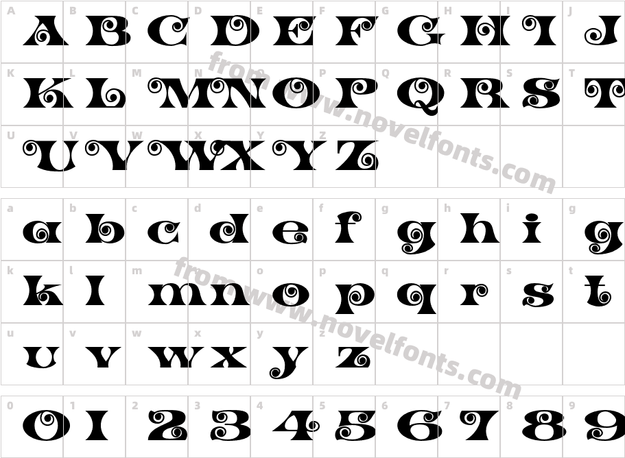 K22 Spiral SwashCharacter Map