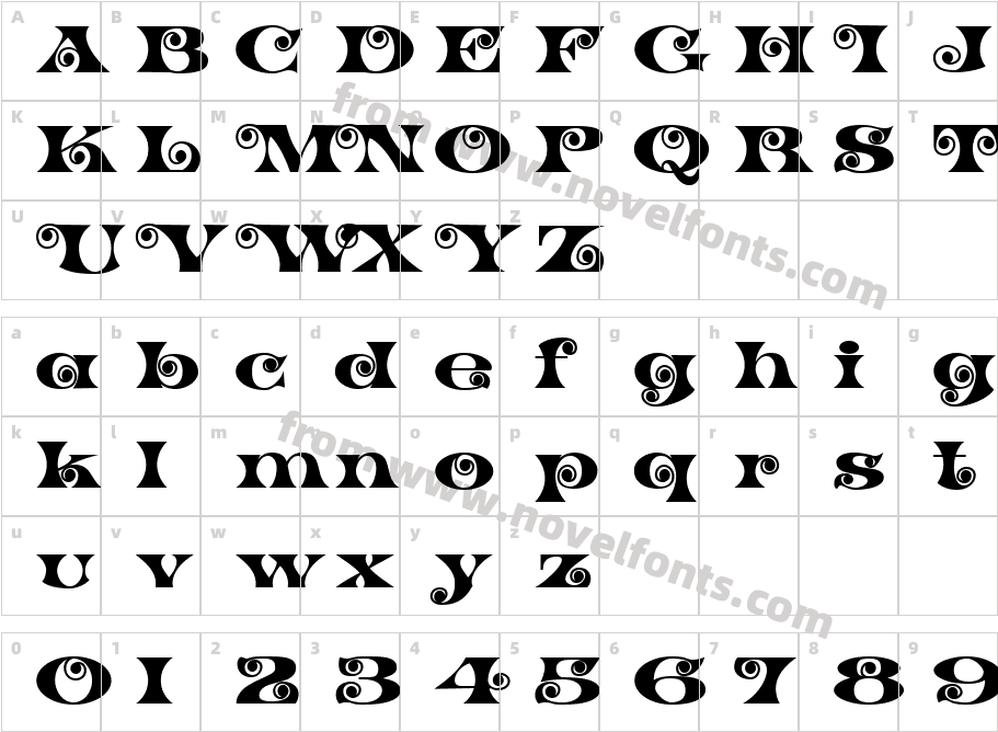 K22 Spiral SwashCharacter Map