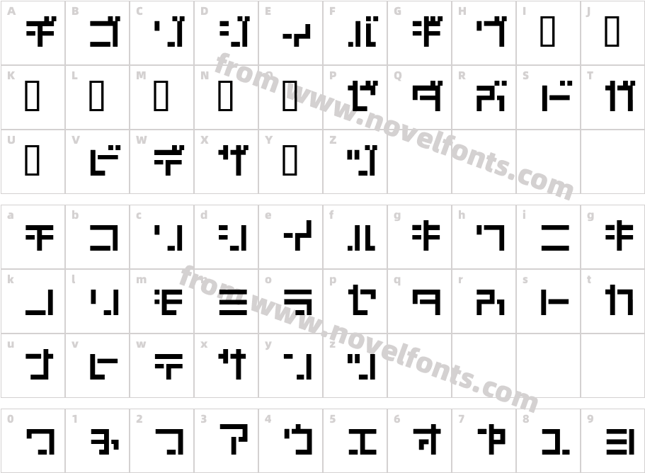 KATACHI RegularJCharacter Map