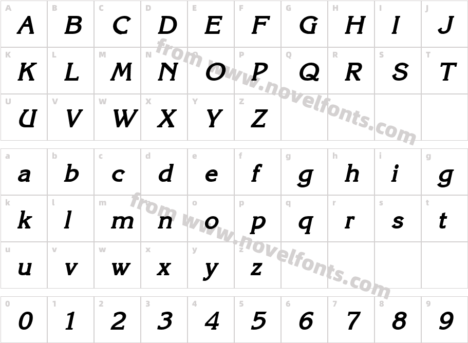 Karina Bold ItalicCharacter Map