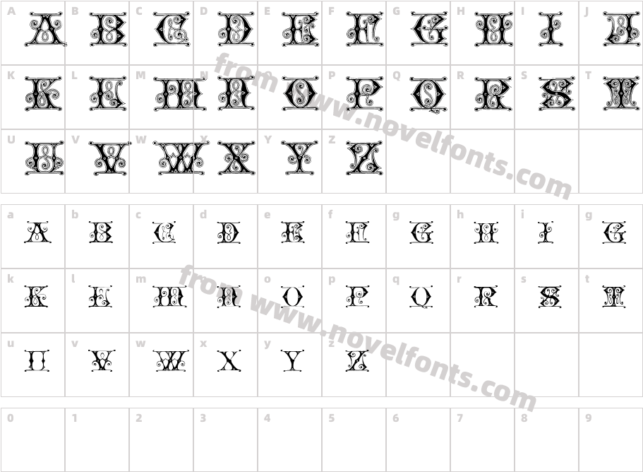 Blavicke Capitals Semi-expanded RegularCharacter Map