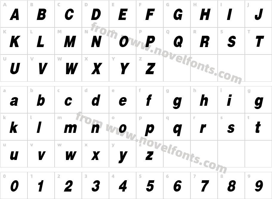 Kathryn Condensed ItalicCharacter Map