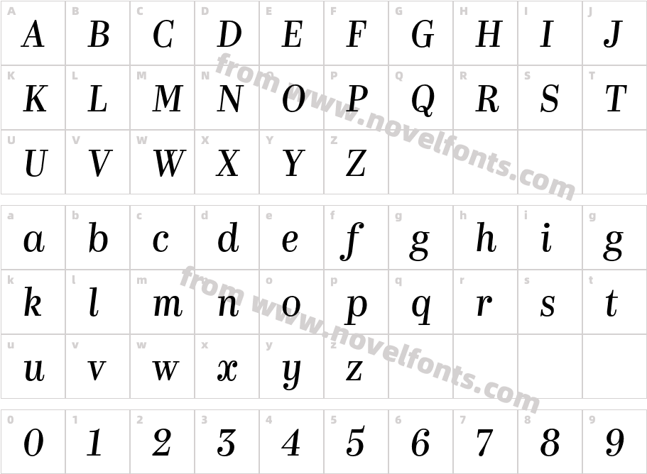 Kazimir Regular ItalicCharacter Map