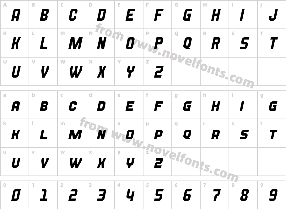 Blazma ItalicCharacter Map