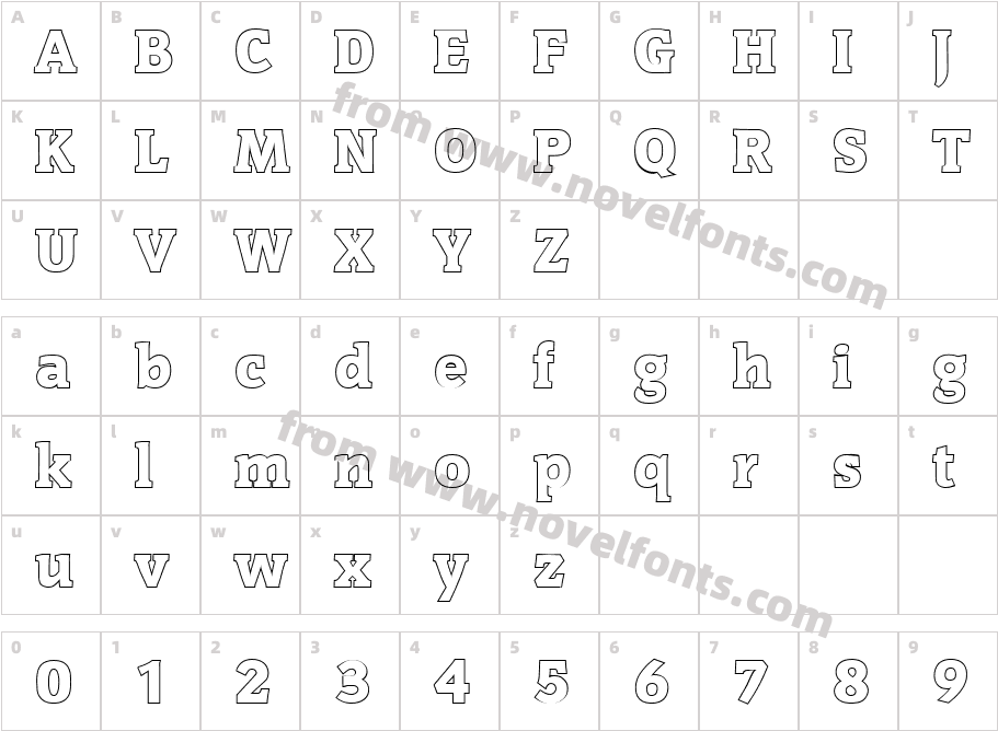 Kevin Becker Outline Heavy RegularCharacter Map