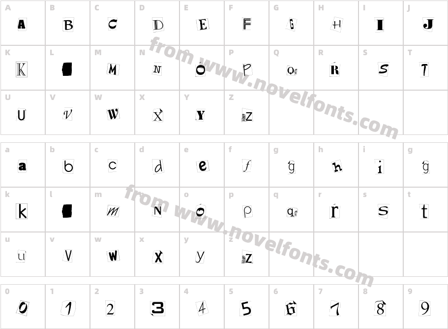 Kidnap Note MediumCharacter Map