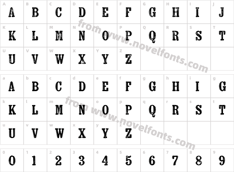 Kiln Serif SpikedCharacter Map