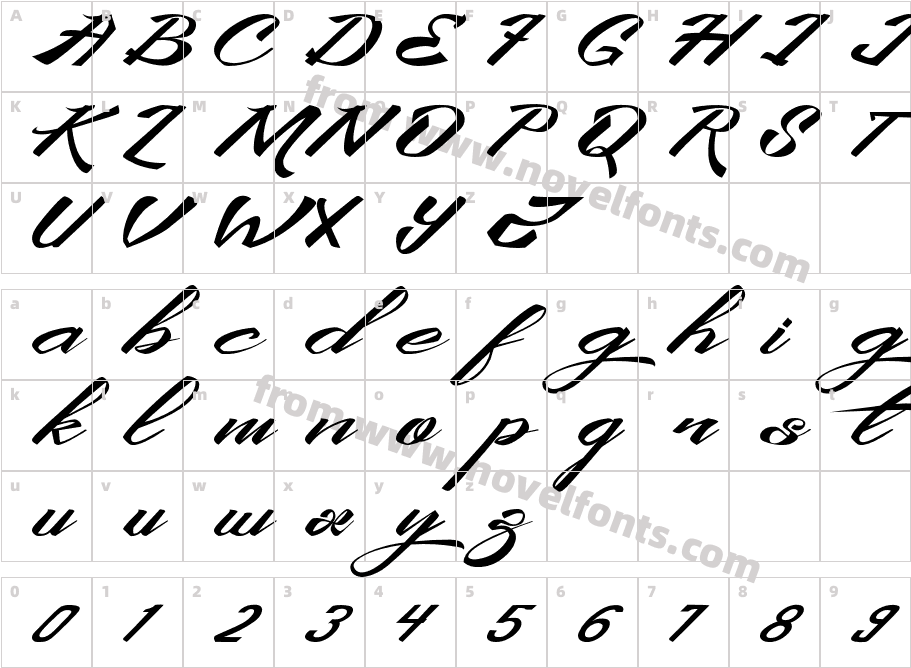 KingCityFreeFontCharacter Map