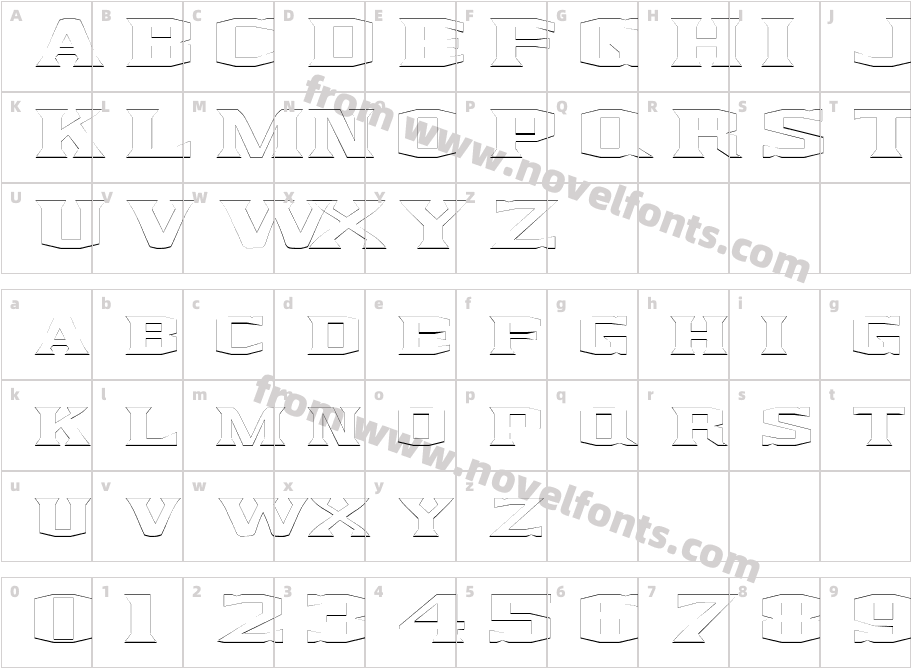 Kingfresh Condensed Outline RegularSWFTECharacter Map