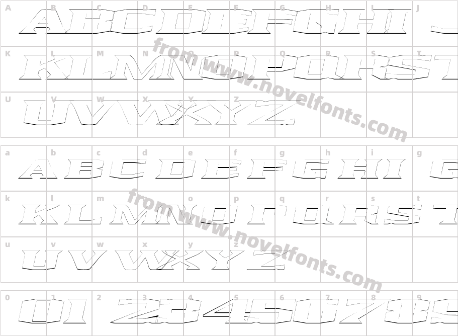 Kingfresh Outline ItalicSWFTECharacter Map