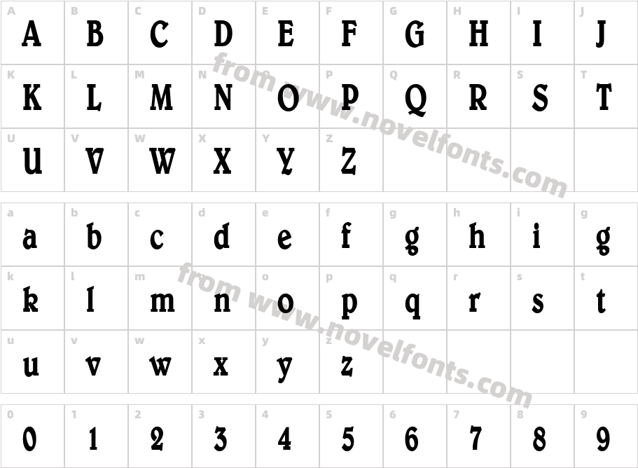 Blew CondensedCharacter Map