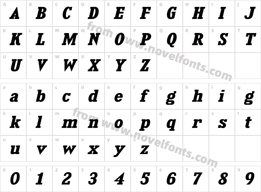 KingsbridgeExRg-BoldItalicCharacter Map