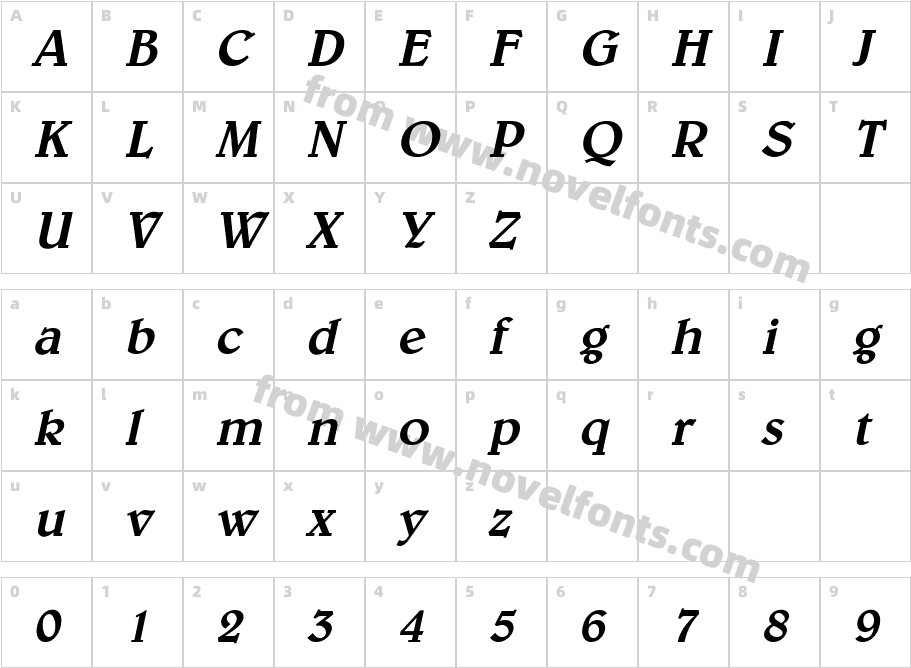 Blew ItalicCharacter Map