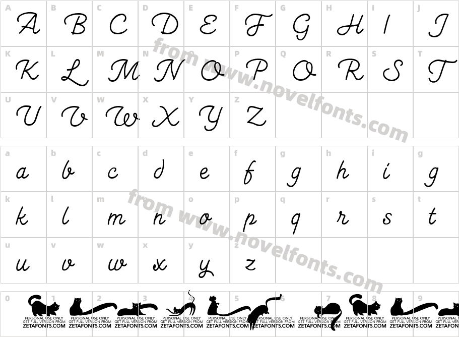 Kitten Swash MonolineCharacter Map