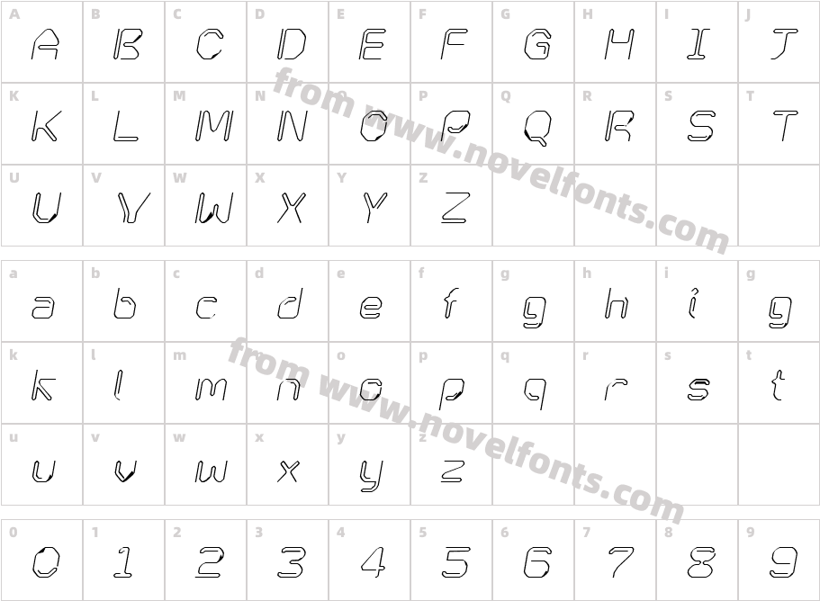 Kneeon Square ItalicCharacter Map