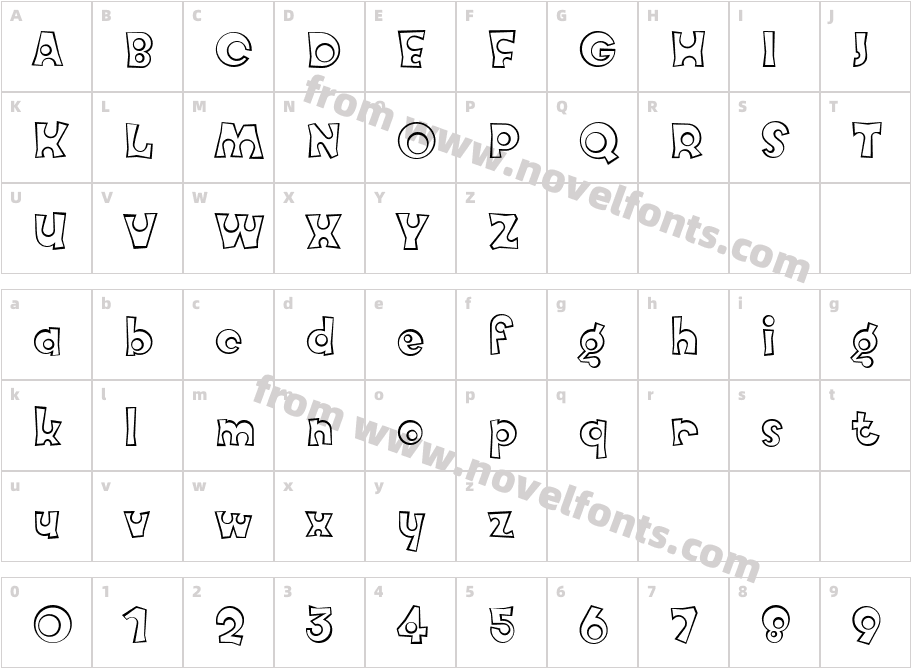 Knobcheese OutlineCharacter Map