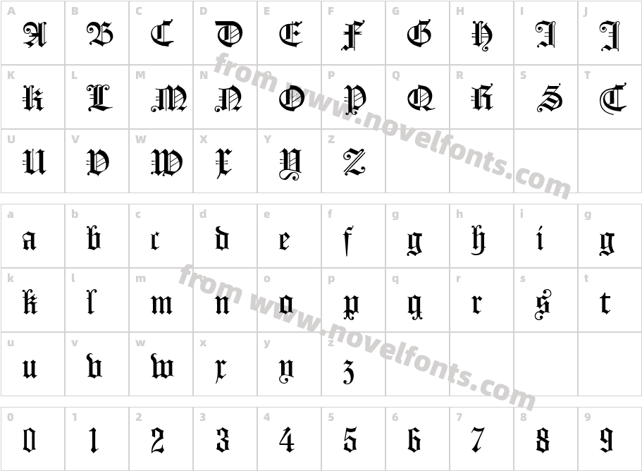 Koenigsberger Gotisch UNZ1LCharacter Map