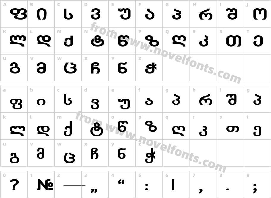 Kolkhety boldCharacter Map