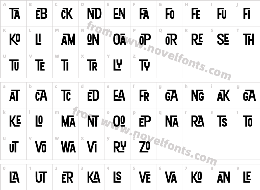 Kon Tiki Aloha Ligatures JFCharacter Map