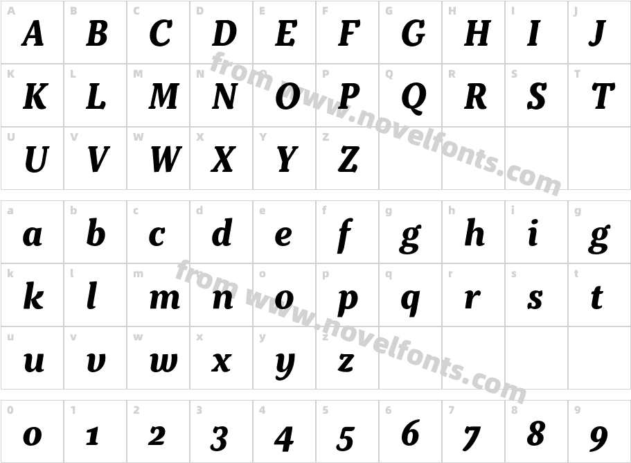 Kopius Bold ItalicCharacter Map