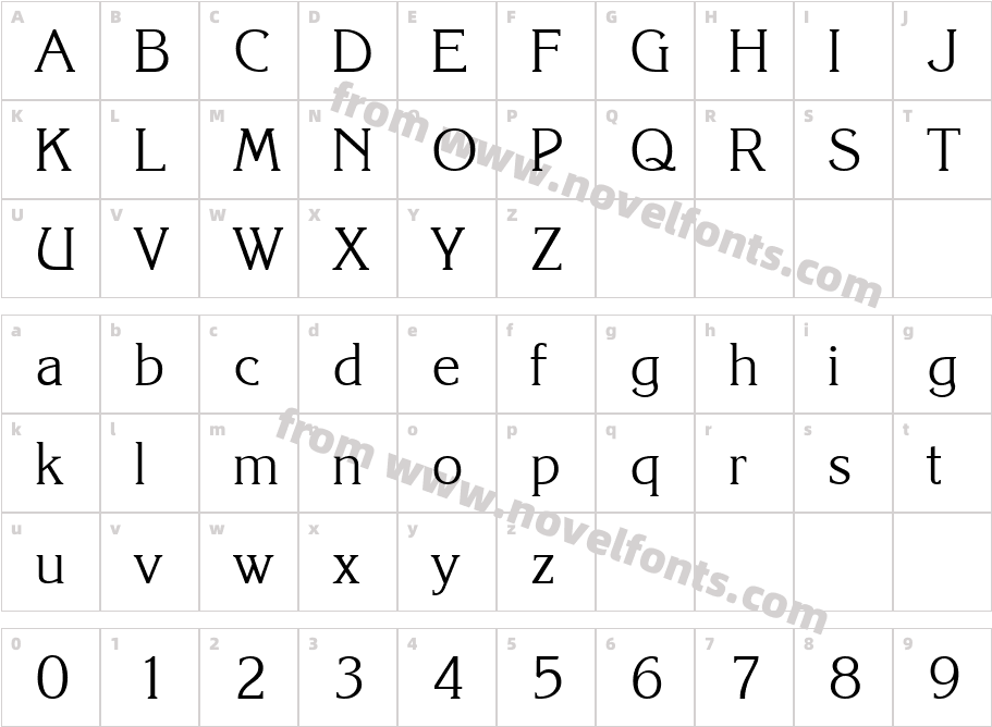 Korinth Serial Light RegularCharacter Map