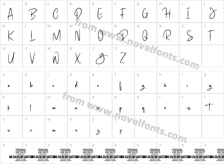 Blink Gaston PERSONAL USE RegularCharacter Map