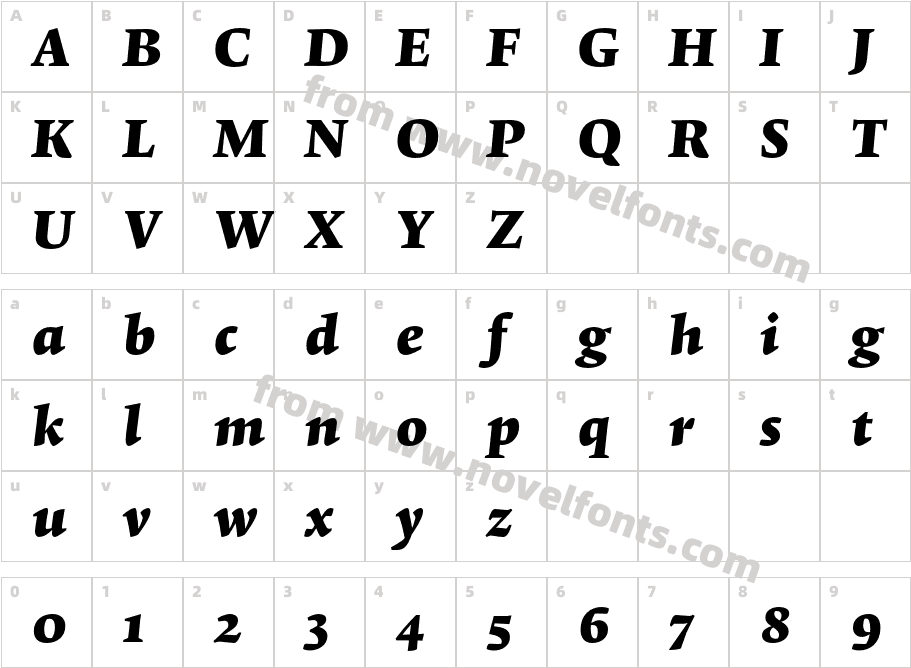 Krete Black ItalicCharacter Map