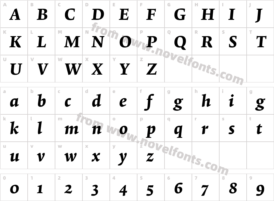 Krete Bold ItalicCharacter Map