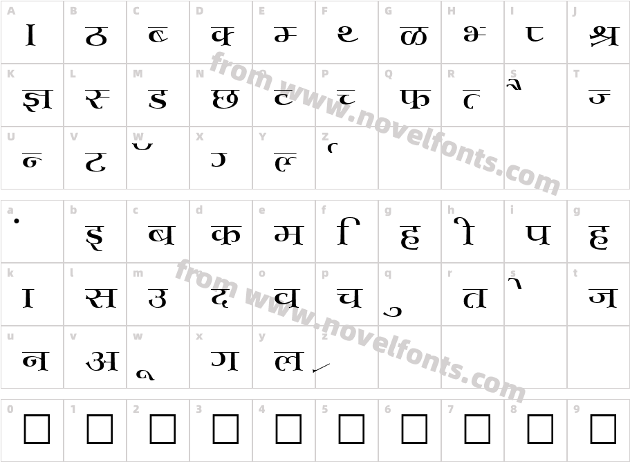 Kruti Dev 700Character Map