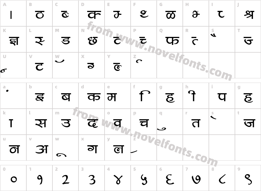 Kruti Dev Display 430Character Map