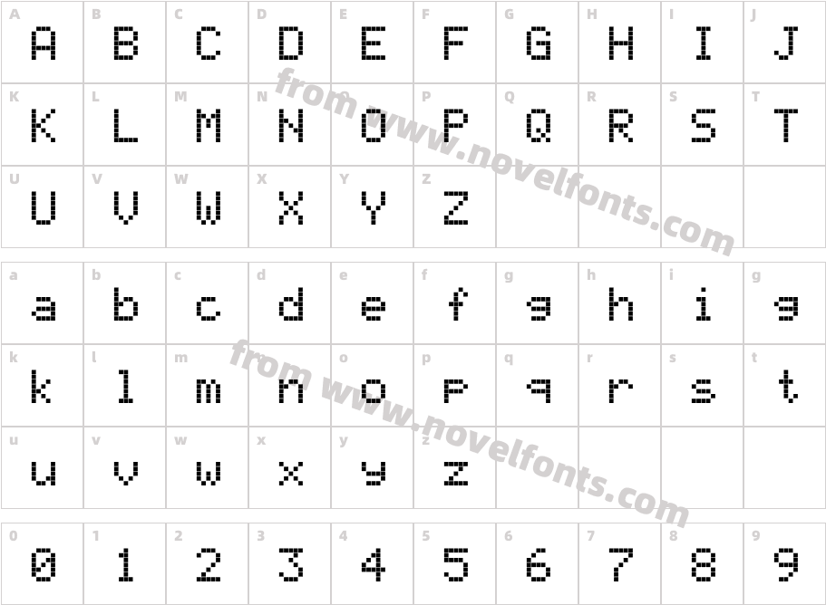 LED Calculator BoldCharacter Map