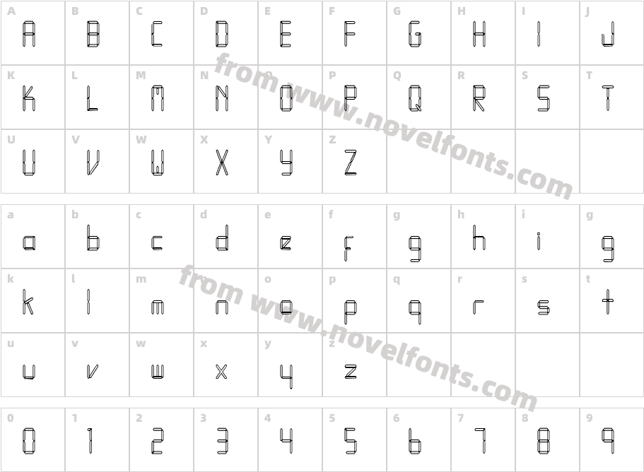 LED Font HCCharacter Map