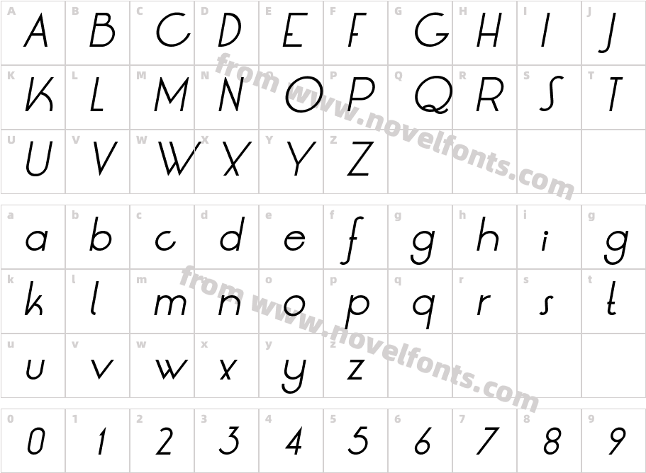 LRT Oksana ItalicCharacter Map