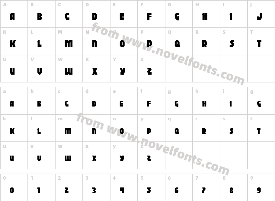 Blitzstrike CondensedCharacter Map