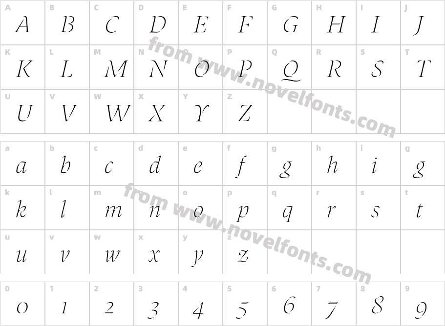 Laima Hairline ItalicCharacter Map