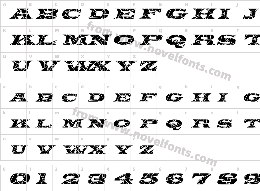 Latin Cracked ItalicCharacter Map