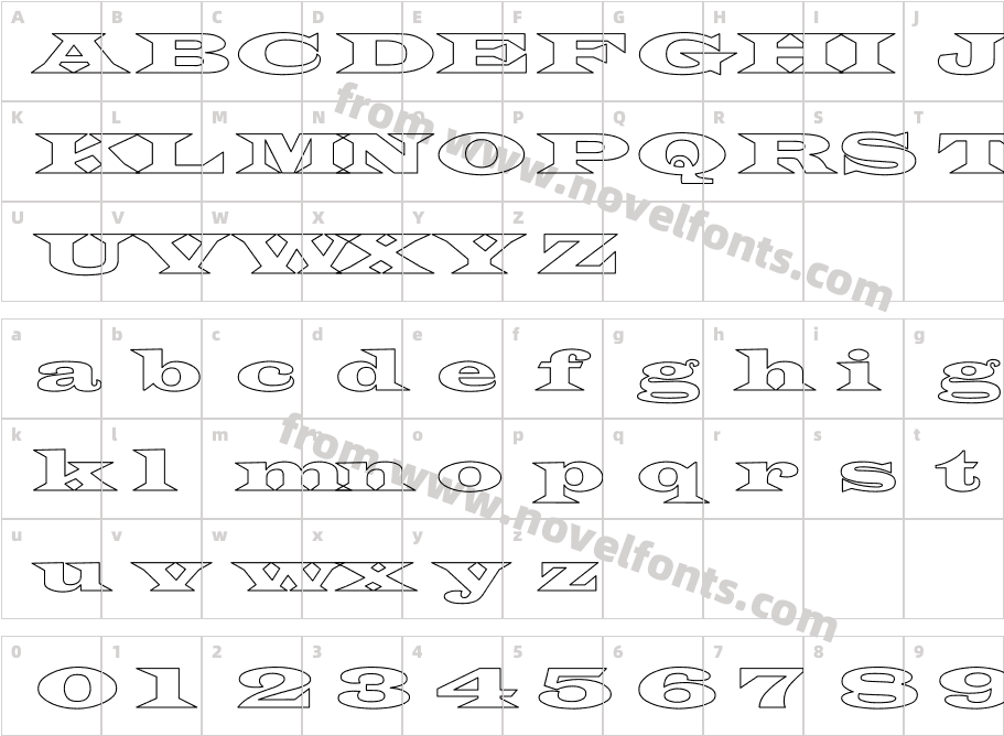 Latin Wide Ext Normal HollowCharacter Map