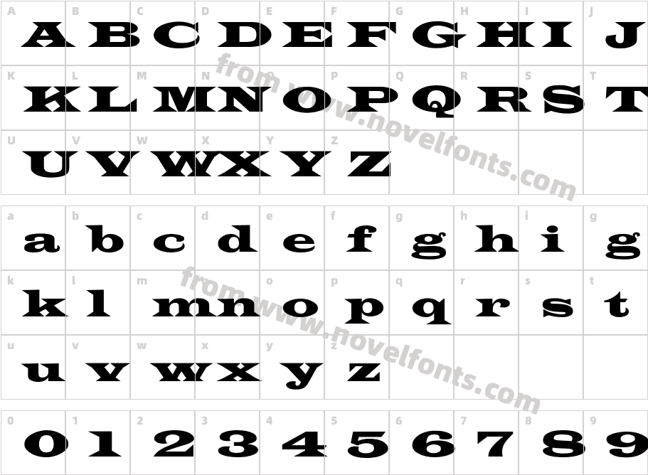 Latin Wide NormalCharacter Map